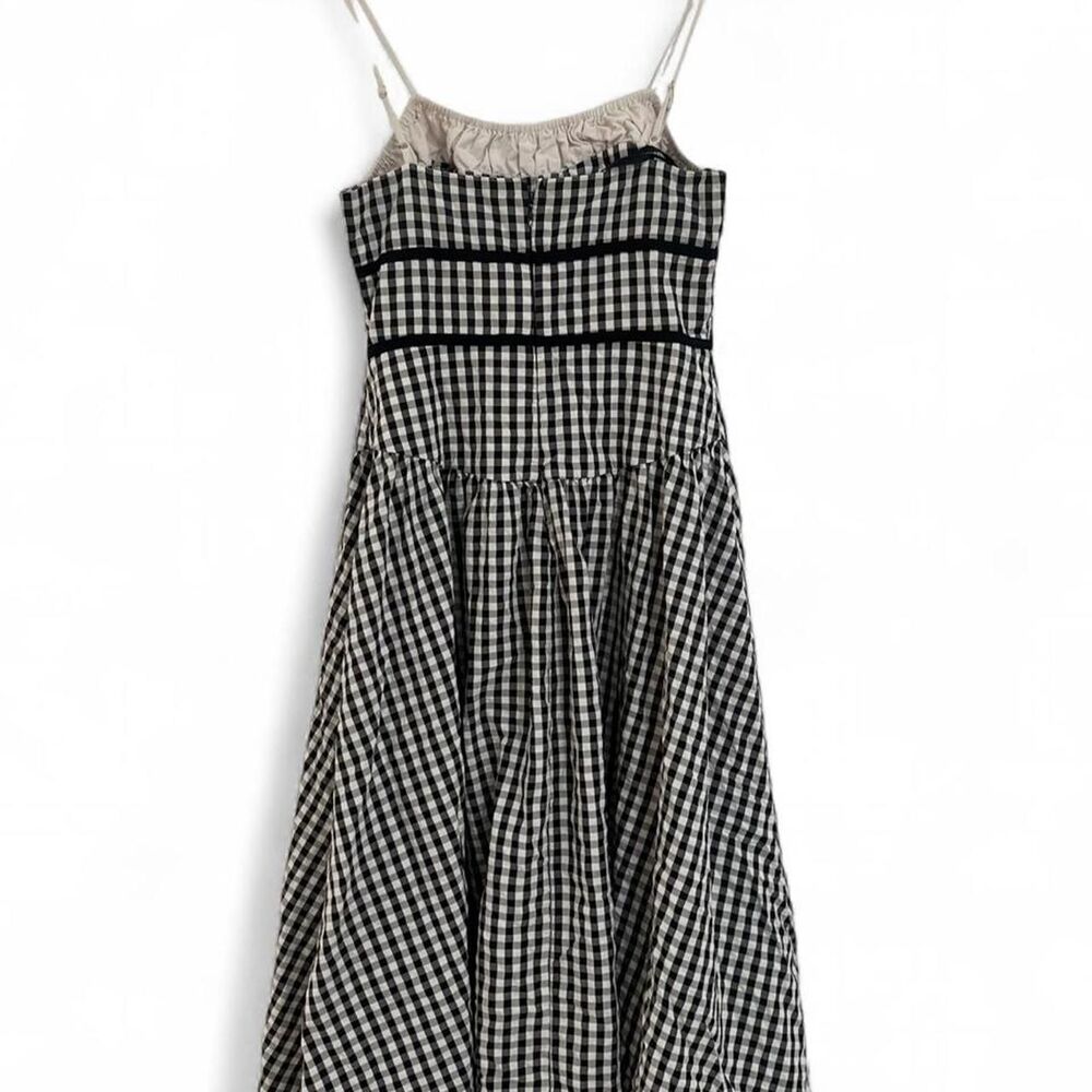 For Love and Lemons Gingham Midi Dress Black White Bow Tie Size S - Picture 5 of 7